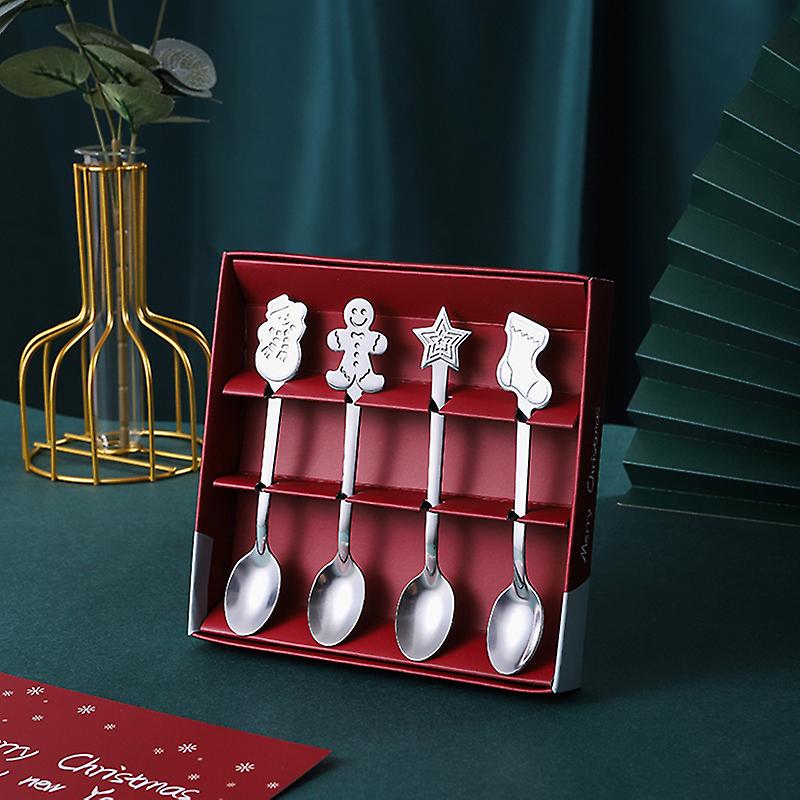 lett luksus rustfritt stål kaffeskje gull plating juledekor skje