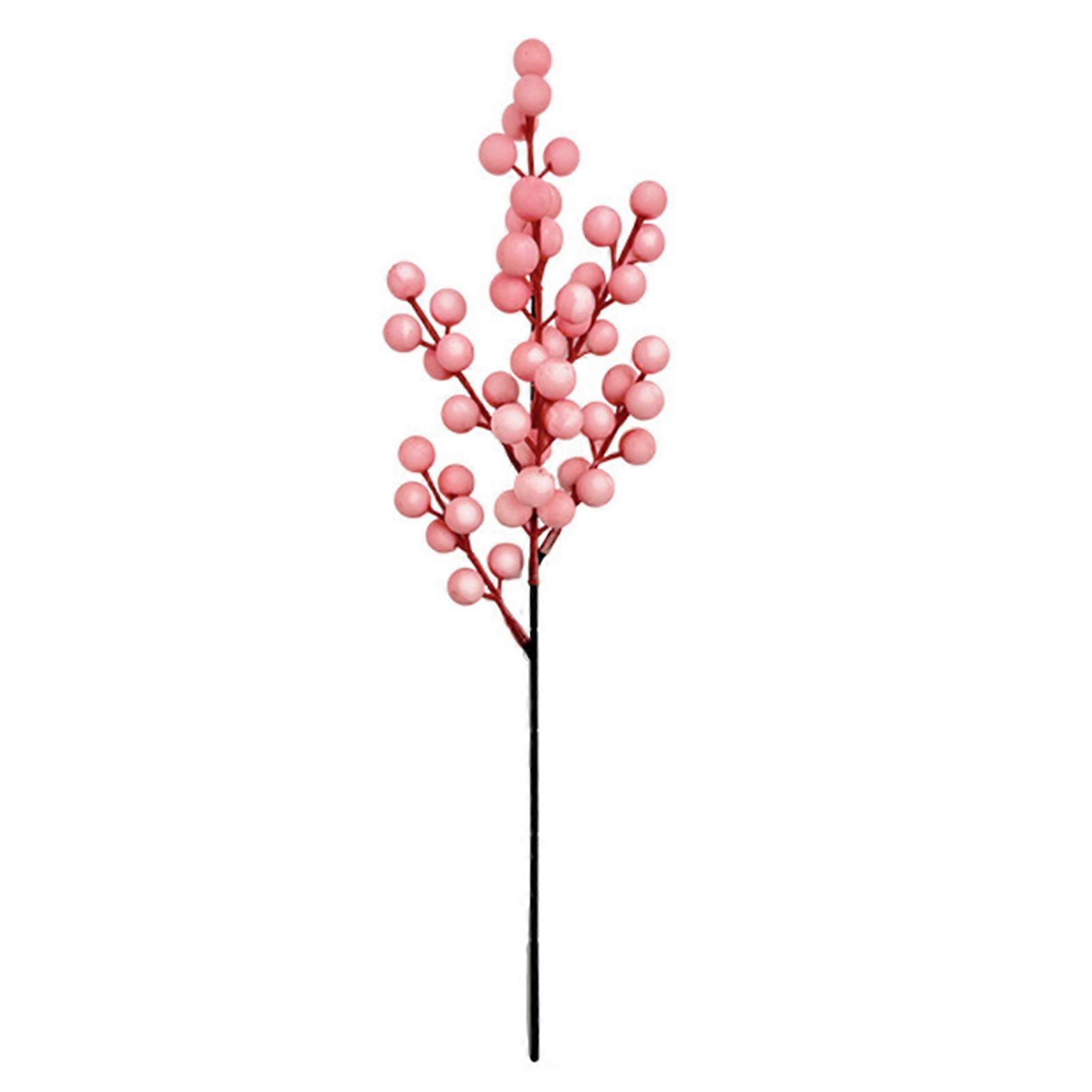 Artificial Pink Berry Stems Christmas Red Berry Picks Faux Berry Branches for Xmas Tree DIY Crafts Wedding Holiday Home Decor