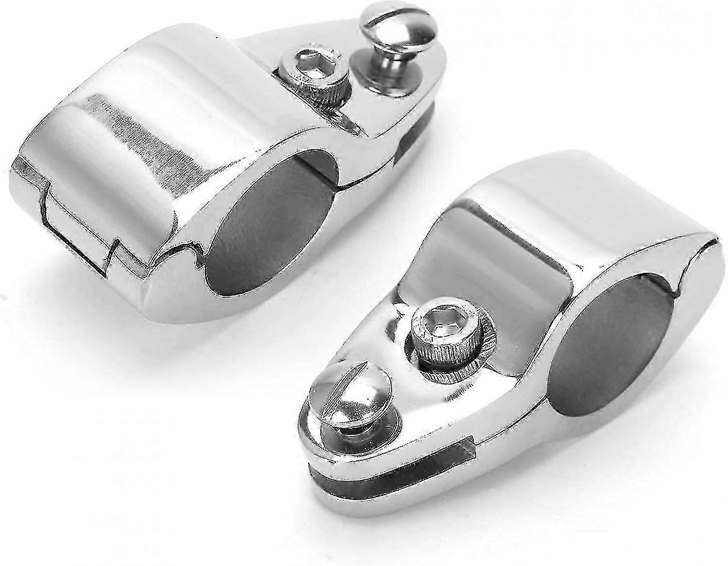 2 Pieces 316 Stainless Steel Marine Pipe Clamps Boat Top Hinge Claw Slide Rail Mounting Fittings22mm)