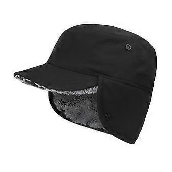 Winter Warme Ohrenklappen Hut mit Schirmmütze Basecap Trapper Wasserdicht Unisex (Schwarz)