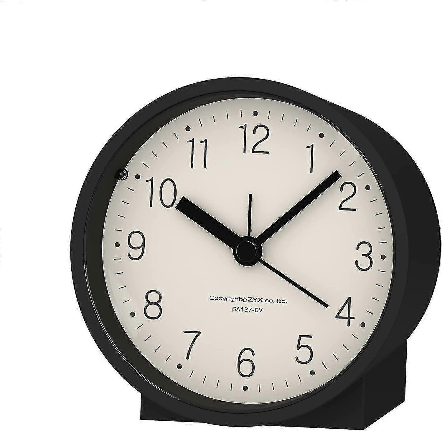 Aa Battery Operated Analog Alarm Clock Silent Non Ticking, Ascending Beep Sounds, Snooze,light Functions, Easy Set (black)