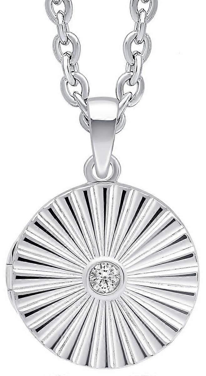 Beginnings Sunburst Round Locket Pendant - Silver