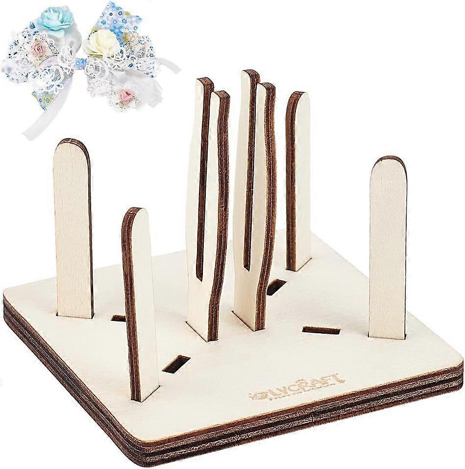 Wood Bow Maker Templates Square Wood Base with 10pcs Wood Sheets Bowknot DIY Craft Tool Bow Making Tools Natural Wood Craft Bow Makers for Ribbon Bow