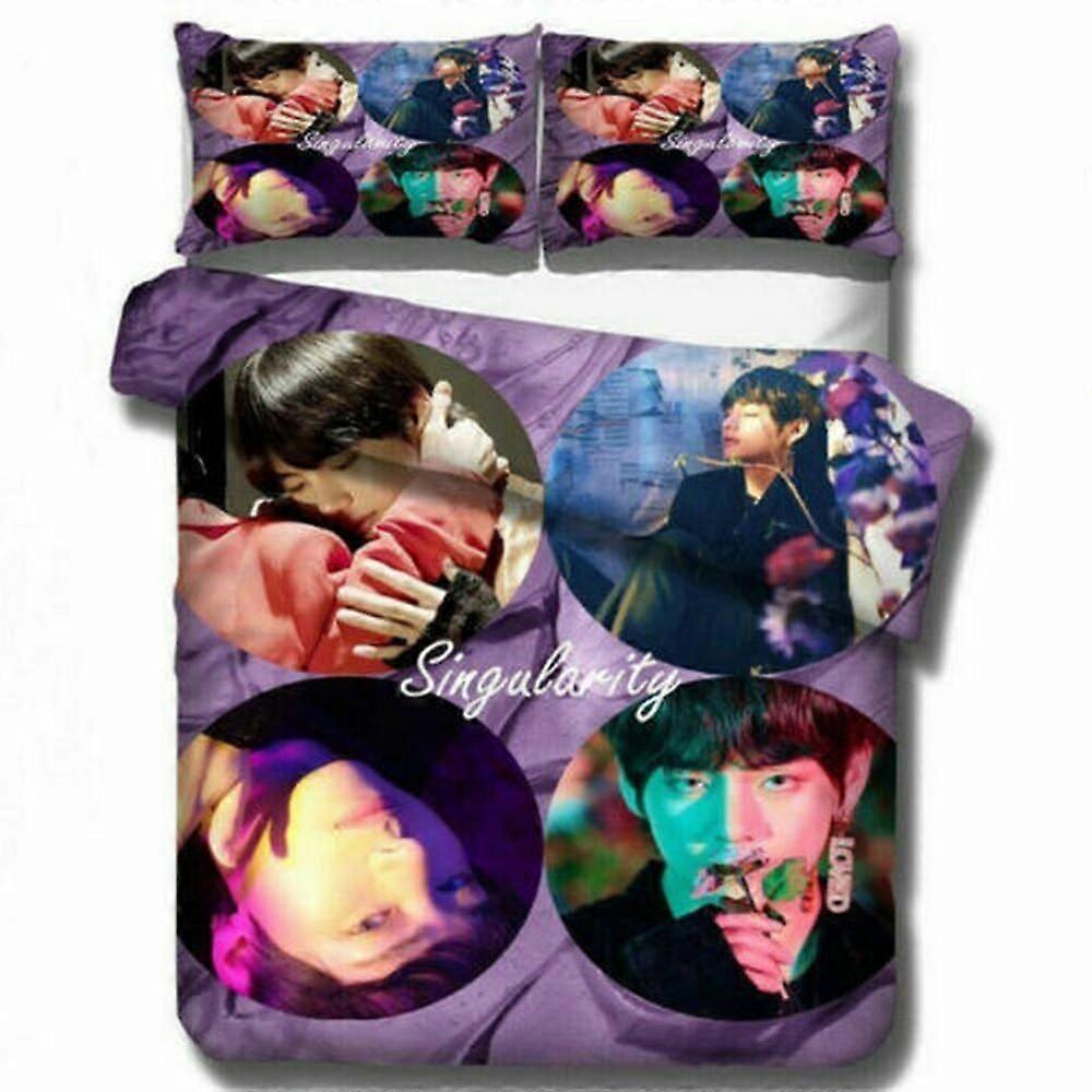 v639 Lençóis BTS Bangtan Boys Collection Presente 3 Conjunto de capa de edredom para colcha Roupa de cama maciaConjunto de cama de 3 peças (1 capa de edredom + 2 fronhas) y639