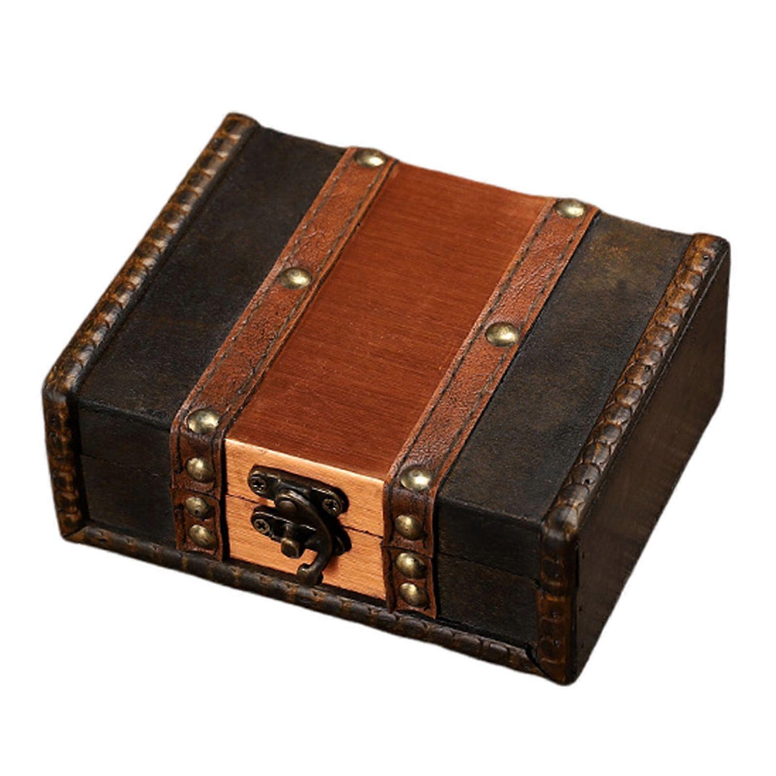 Rustic Wooden Storage Box Jewelry Organizer with Lock Large Capacity Tools Storage Box Decorative Keepsake Box