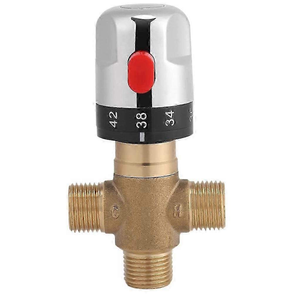 Thermostatic Mixing Valve Solid Brass G1/2 for Shower System Water Temperature Control Pipe Basin T