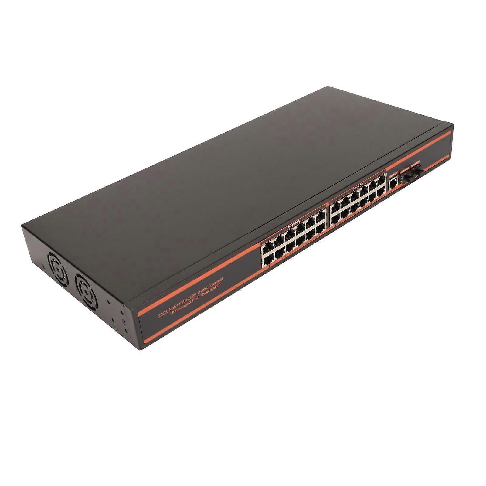 26 Port PoE Switch 24x1000M PoE 2x1000M Uplink 2x1000M SFP Fanless AI PD Detection Gigabit PoE Switch