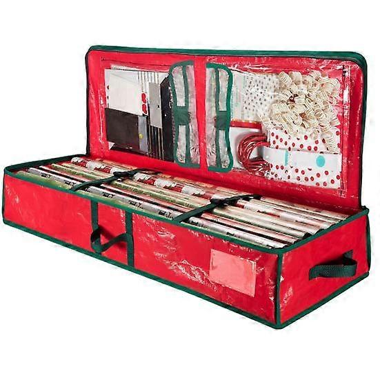 Yousheng Christmas Wrapping Paper Storage Bag Durable Soft PE Woven Fabric Gift Wrap Storage Pouch with Flexible Partitions and Pockets