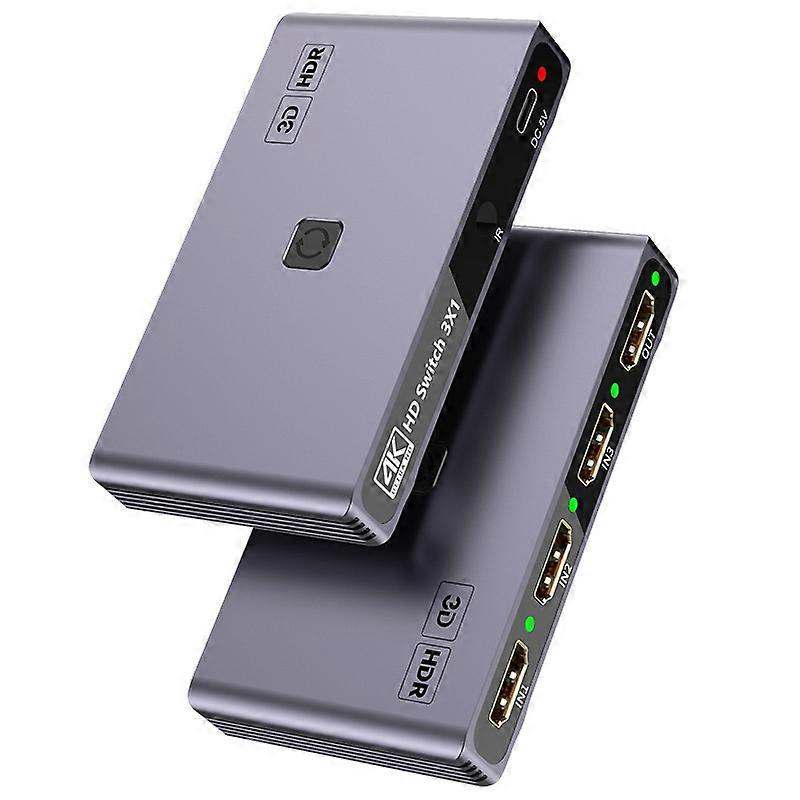 Type A Q301 3 Input 1 Output HDMI Switcher 4K/60hz HD Video Aluminum Alloy Adapter
