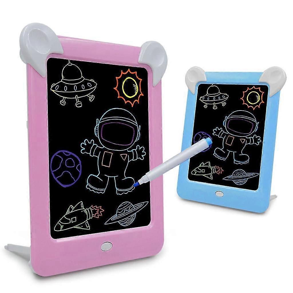 Led Magic Board Children 3-12 Years, Contains 19 Magic Board (letters, Numbers, Patterns), 4 Drawing Pens, 1 Cleaning Cloth, The Perfect Educational T