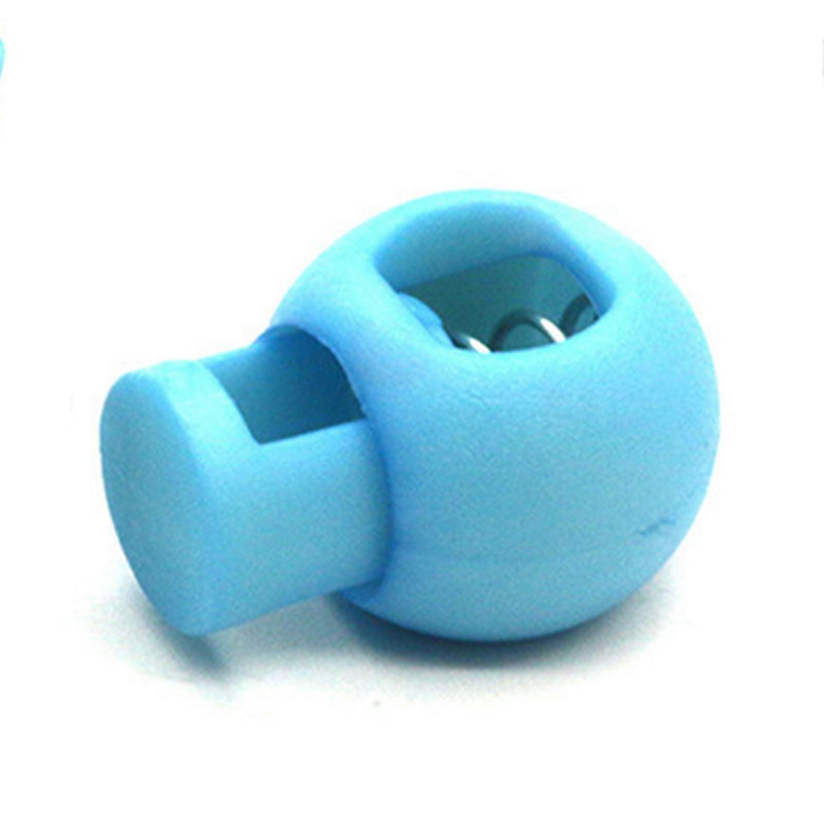 Spring Cord Lock Single Hole Round Toggle Stopper Light Blue