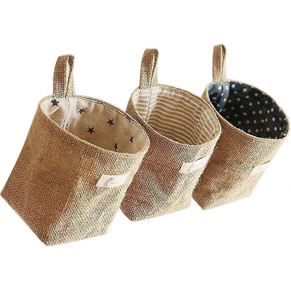 Sac de rangement en coton et lin, panier en lin de coton 3 pièces