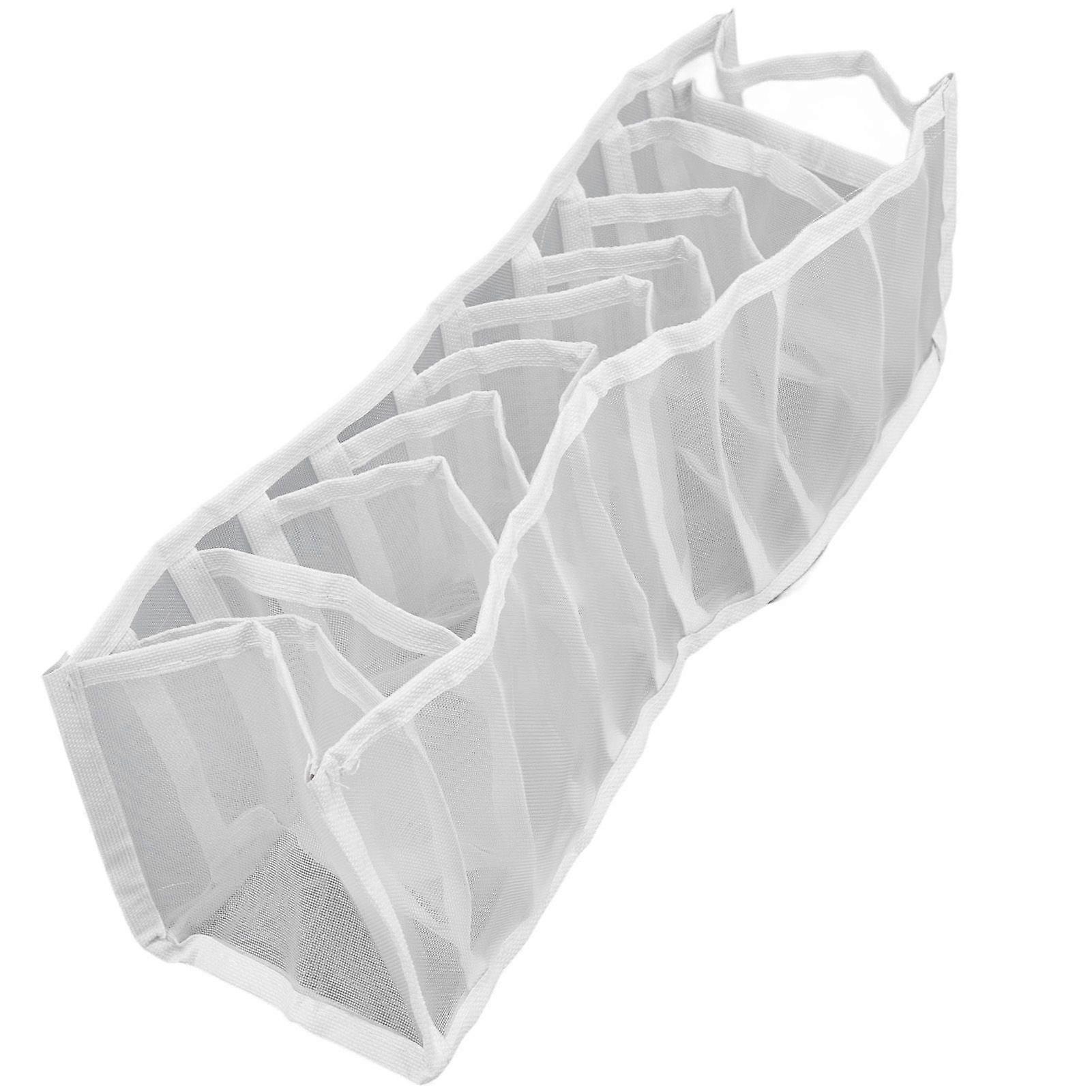 Underwear Storage Box Breathable Foldable Multiple Cells Drawer Organizer for Bras Socks 11 Cells White