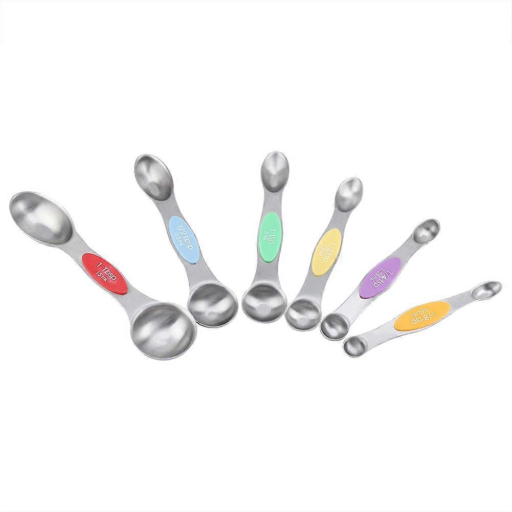 Colorful Stackable Stainless Steel Spoons, Magnetic Measuring Spoons with Clear Scale, Dual-Sided for Spice Jars and Liquids, Accurate Baking &amp;