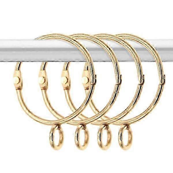 30 Pcs Openable Gold Curtain Rings Open and Metal Rust Proof Draperies with Pre Pins (1.5 Inch)