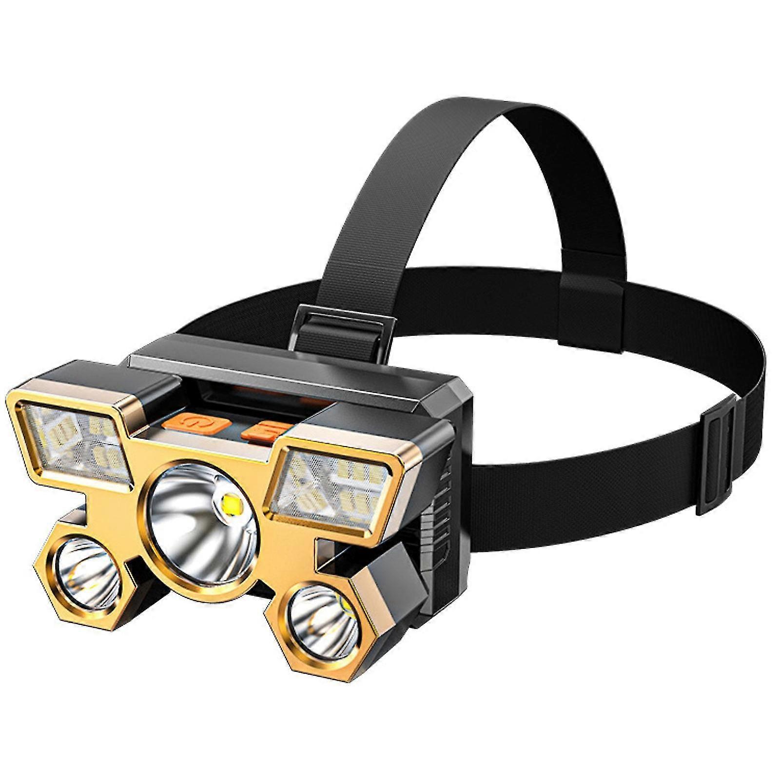Head Wearing Flashlight Waterproof Shooting Flashlight Highlight Waterproof Headlight Flashlight with Five Lights for