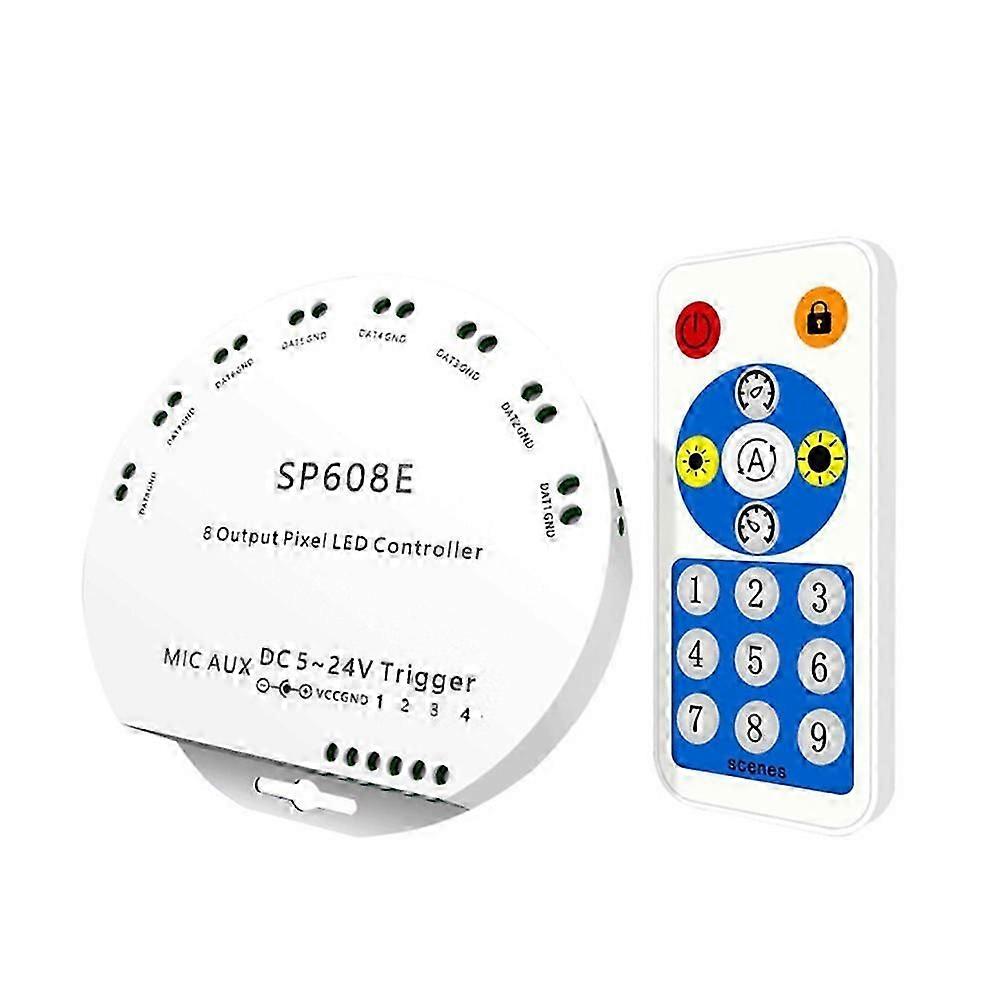 SP608E DC5V-24V WS2812B Bluetooth APP Music Controller with Remote 8 CH SP602E 4 CH WS2811 WS2815 L
