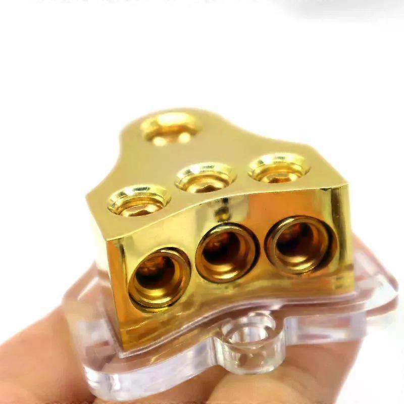 Blocco di distribuzione in rame 0/4/2/6/8/10 Gauge AWG Input 4/6/8/10 Gauge AWG Output Blocco di distribuzione a terra a 3 vie per auto Audio