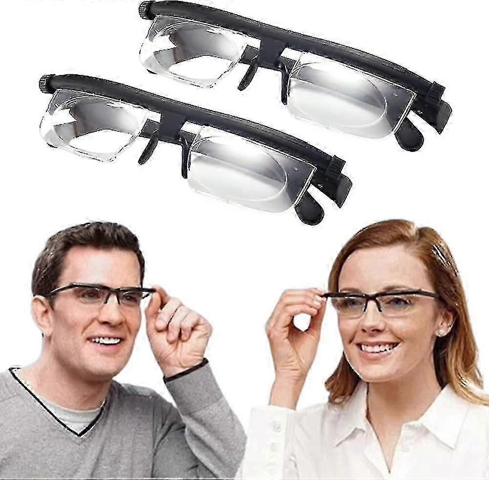 Adjustable Focus Glasses Dial Vision Near And Far Sight, Hd Zoom Adjustable Degree Reading Glasses, Distance Reading Glasses For Men Ladies Elderly (2