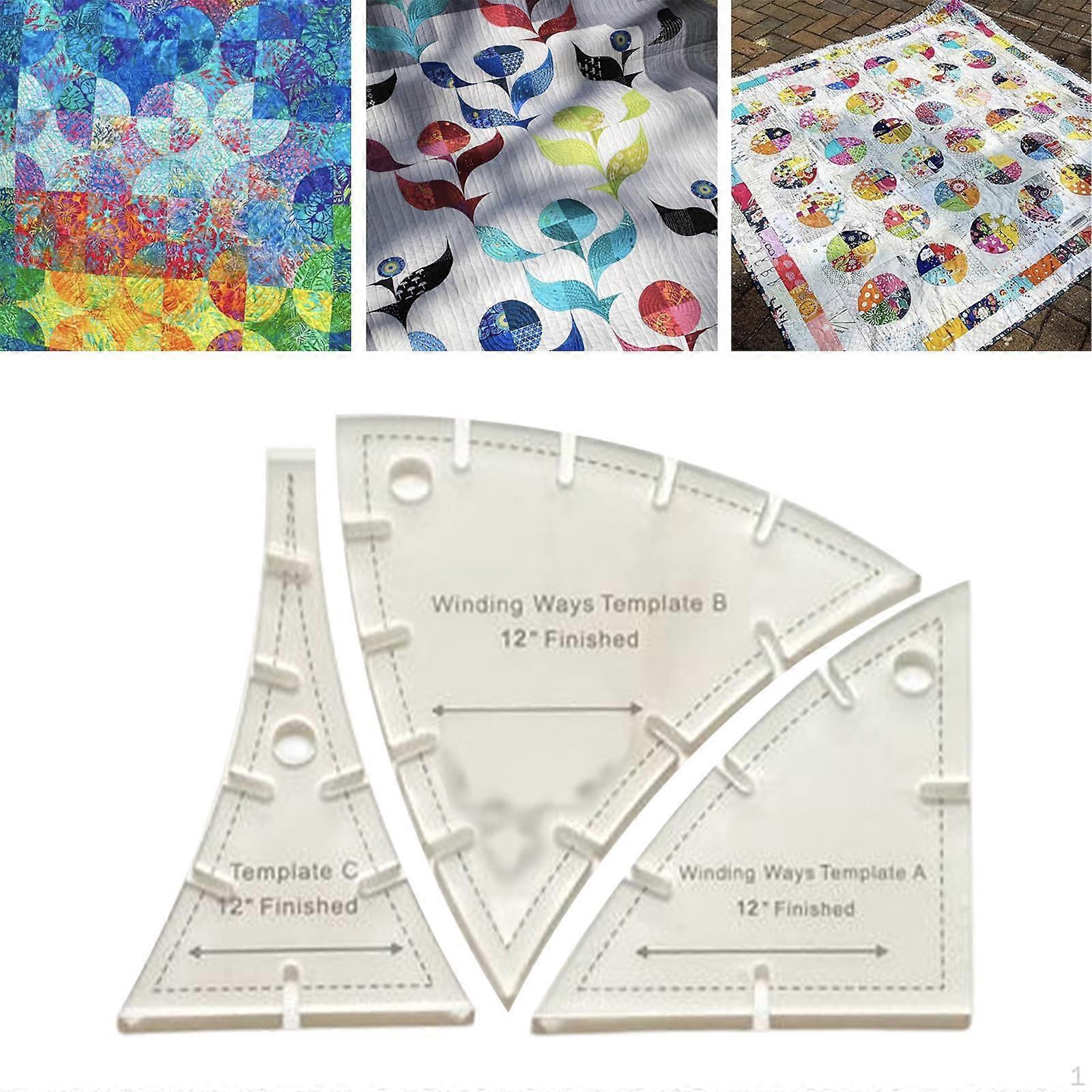 3 Curve Quilt Template Set, Acrylic Quilting Rulers Templates, Creative Cutting Template, for