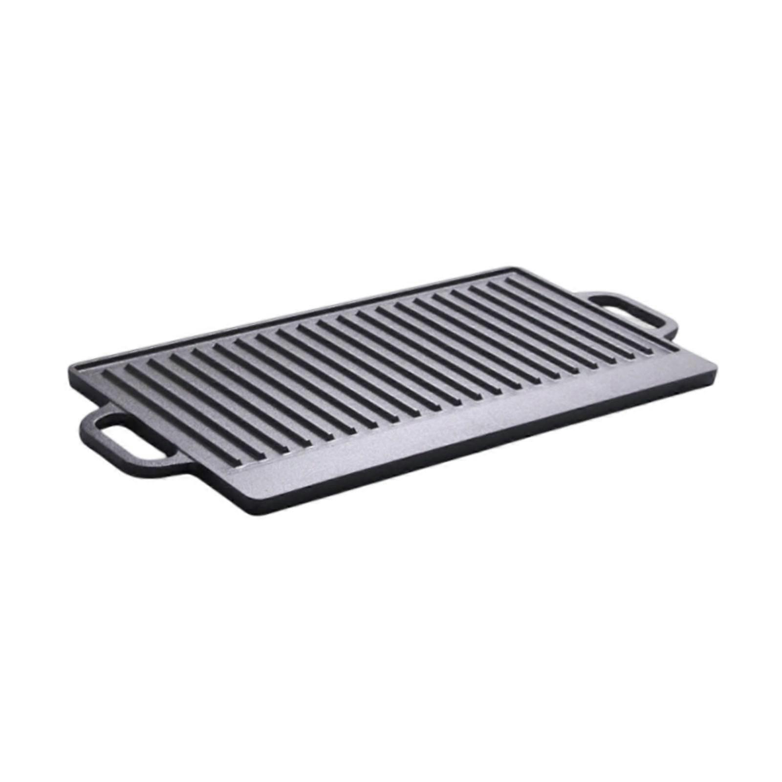 Cast Iron Griddle Rectangular Striped Skillet for Restaurant Kitchen Cooking