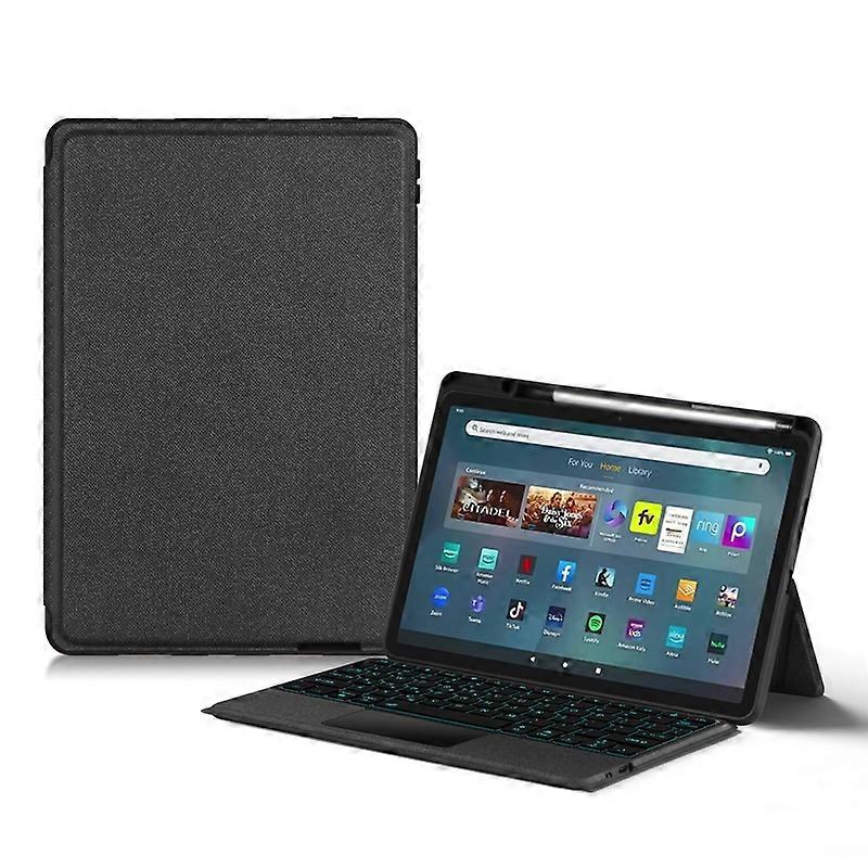 For Amazon Fire Max 11 Leather Case+Bluetooth Keyboard with Backlight Trackpad