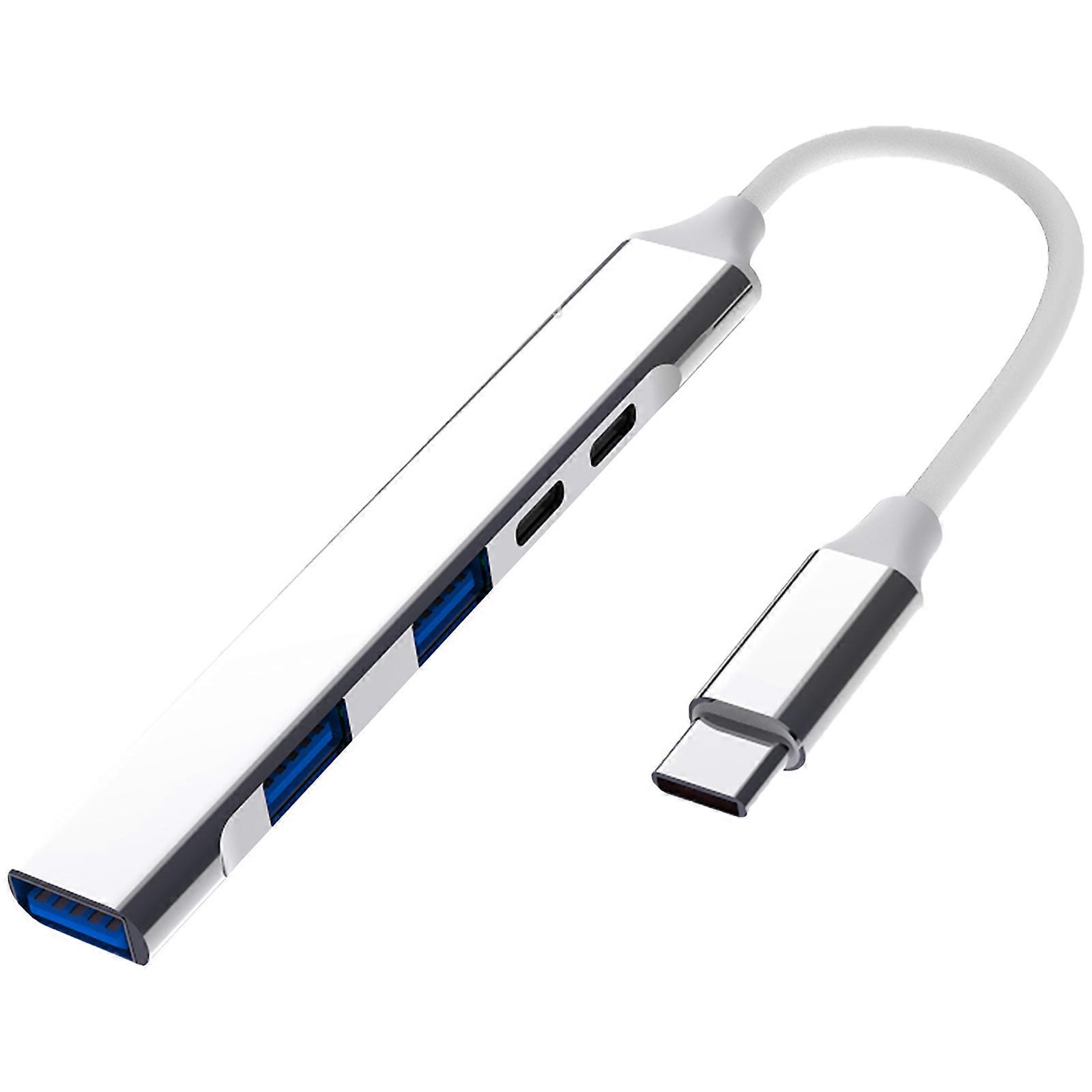 Effizienter USB 3.0 2.0 und Typ C Hub, PD100W 5 Port 5Gbps Datenübertragungsadapter für Phone Tablet Silber