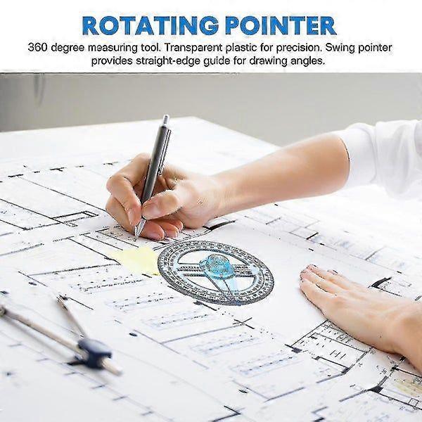 360-Degree Protractor Measuring Tool - Durable Plastic, Compact, Accurate Scale, Set of 2 for Home, School, and Office Use