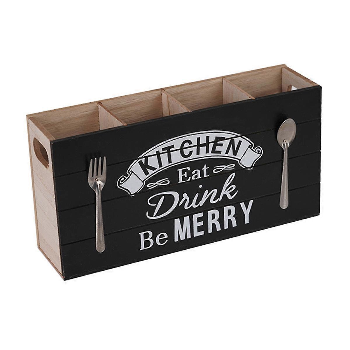 Spoons Silverware Wooden Cutlery Box Utensil Storage Holder B