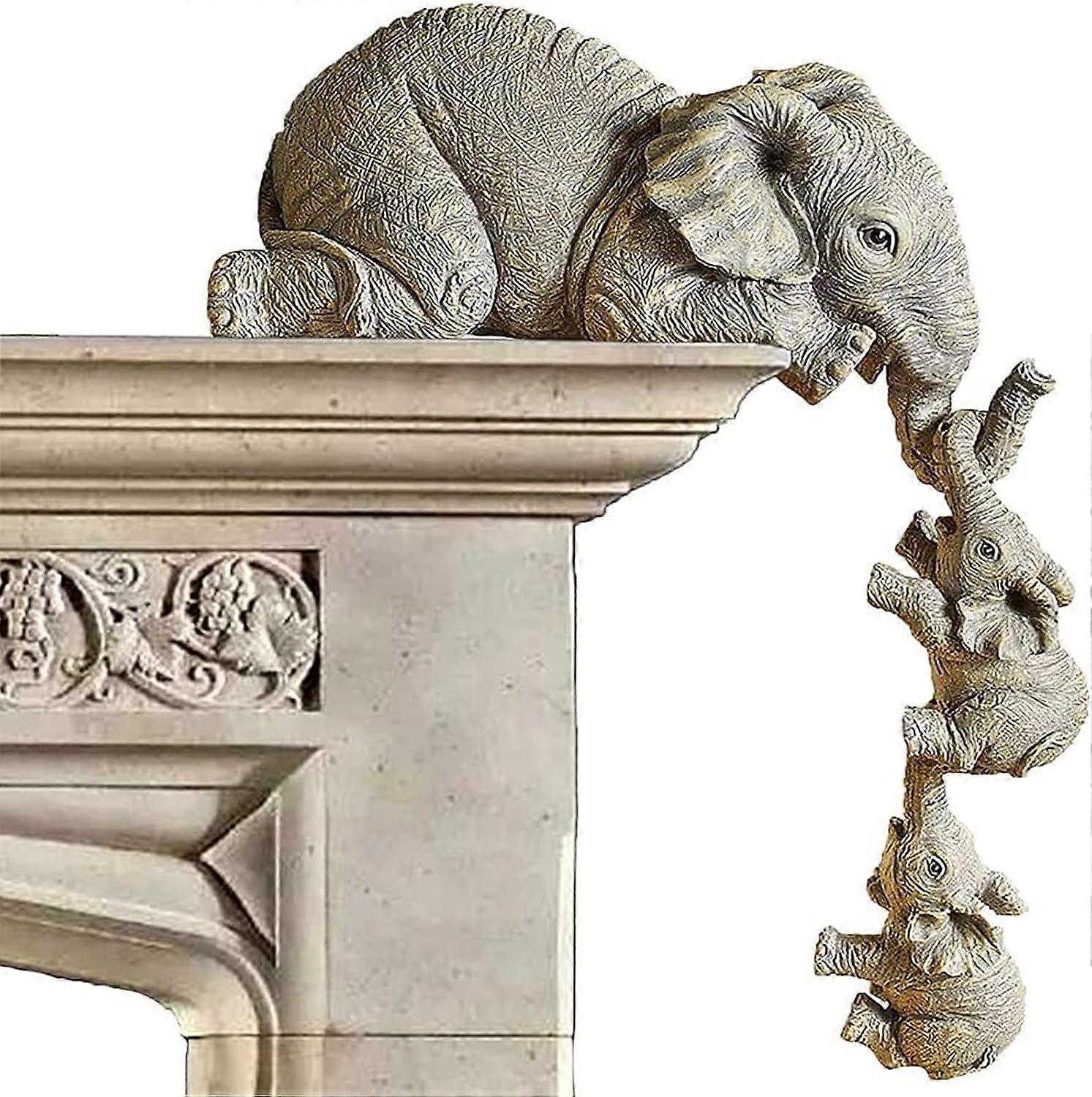 Elephant Statue Sculpture, Hand-Painted Figurines