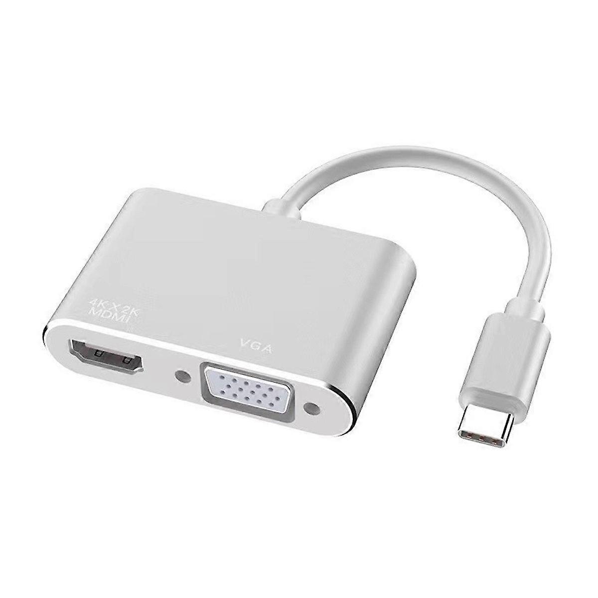 Versatile Dual Monitor Adapter, 2-in-1 Hub With Ultra Hd 4K Hdmivga Output, Supports High-speed Data Transfer And Convenient Charging, Easy-to-use
