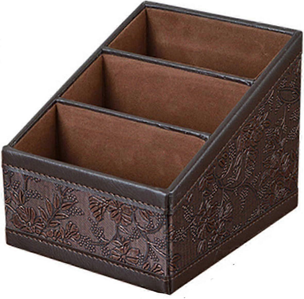 Growment retro storage box made of PU leather for cosmetics, remote control, telephone, table, organizer for home and office