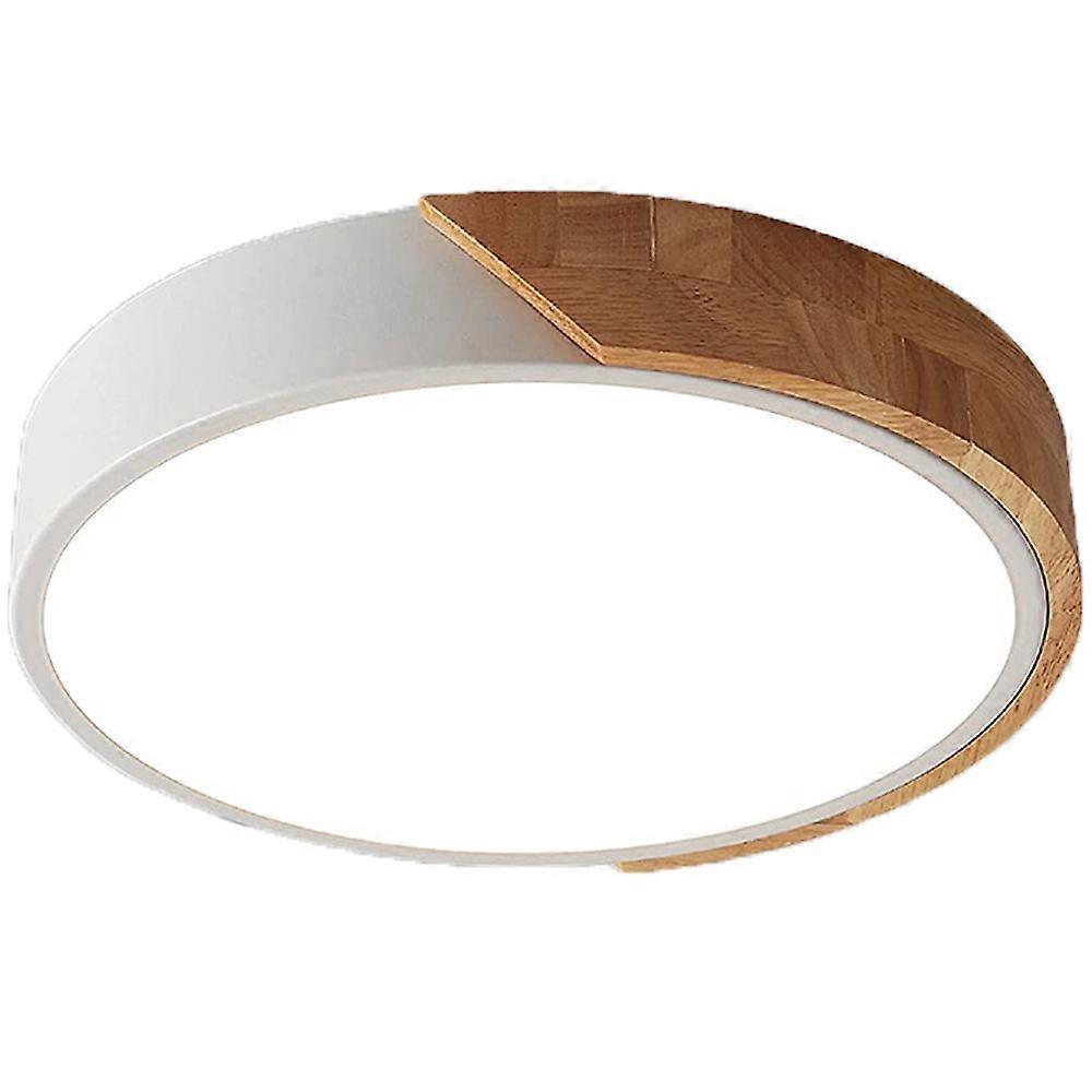 Ceiling Light Fixtures, 24W Minimalist Wood Ceiling Light, Selectable Color Temperature via Wall Switch, Simple Install for Living Room, Bedroom,