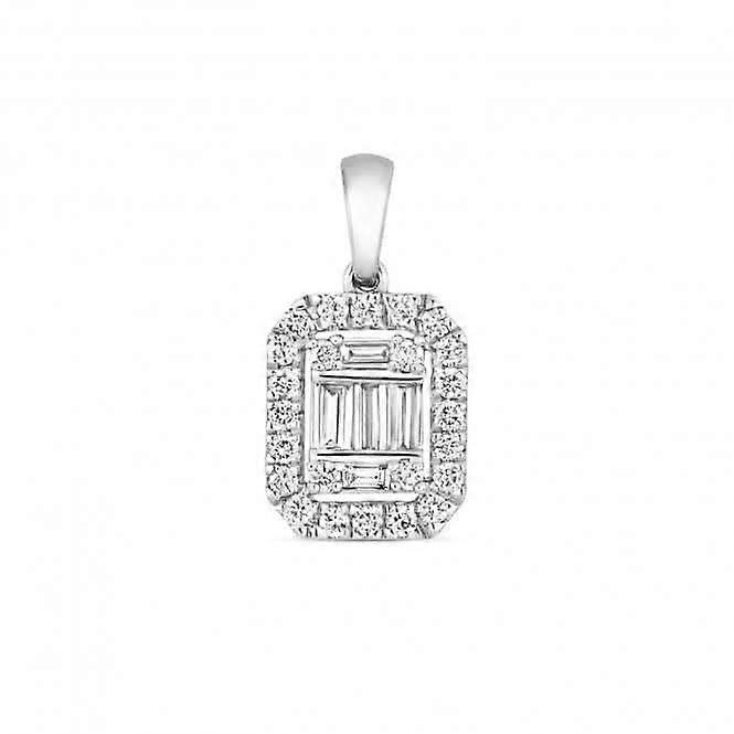 Diamantschmuck 9ct Weißgold Diamant Cluster Smaragd Anhänger PD173W