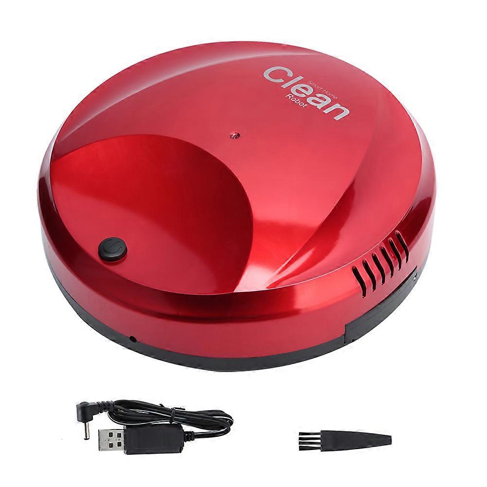 USB Rechargeable Automatic Smart Floor Vacuum Cleaner Household Sweeping Machine (Red)