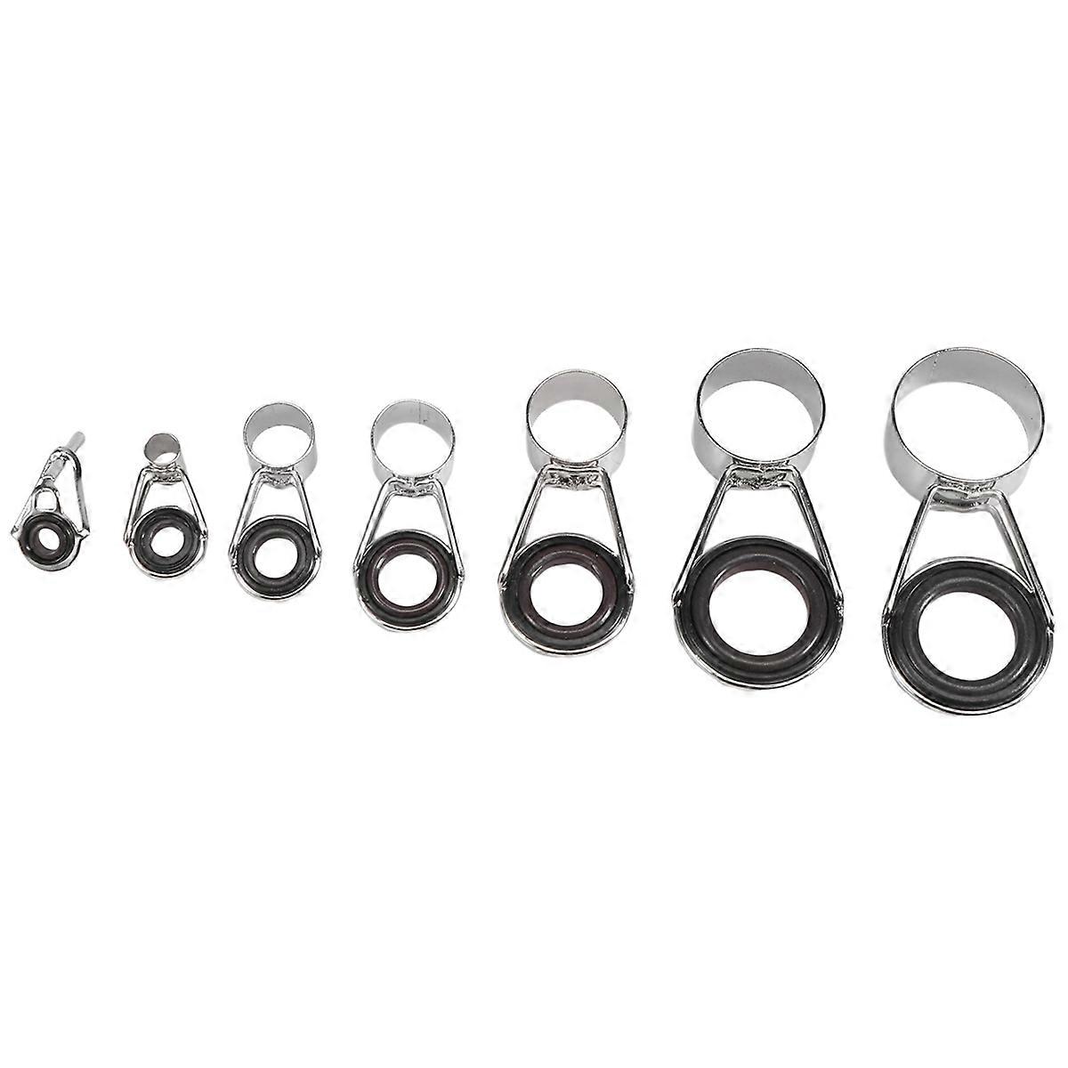 7Pcs Fishing Rod Guides Tip 7 Sizes Telescopic Tip Repair Line Rings