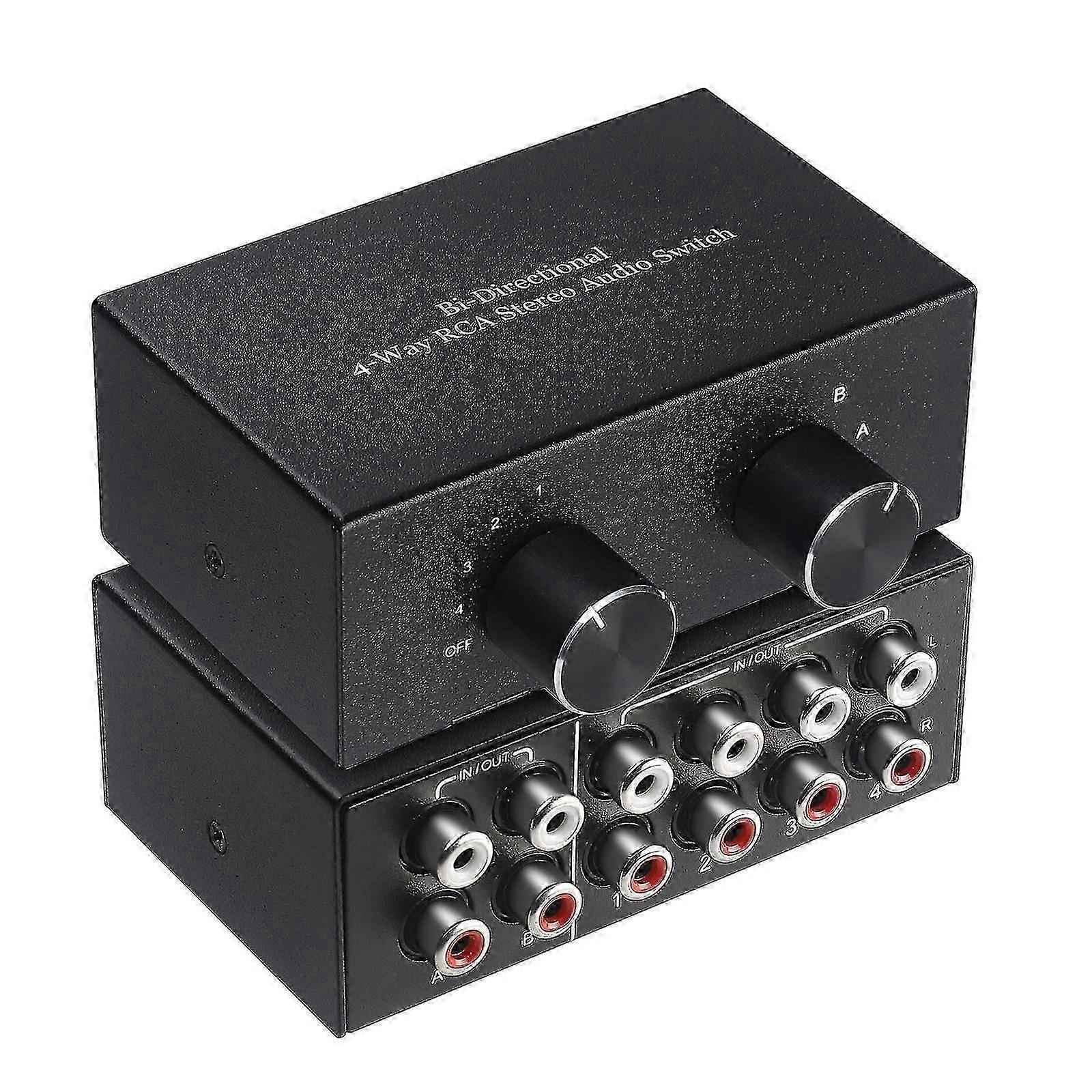 Two-way Stereo Audio Switch Rca Distributor Hub 2x4 Signal Selector Switcher