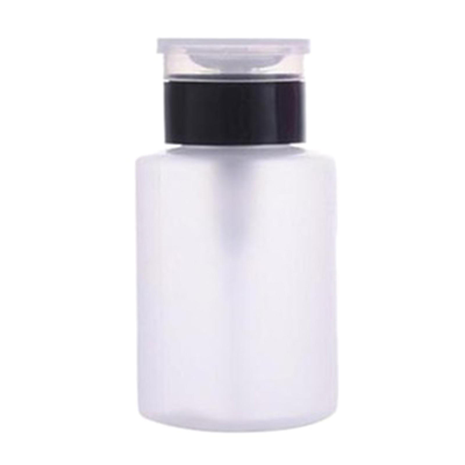 150ml Push Down Empty Lockable Pump Dispenser Clear Plastic Refillable Bottles with Flip Cap for Nail Polish Makeup Remover Cleaner Liquid Container