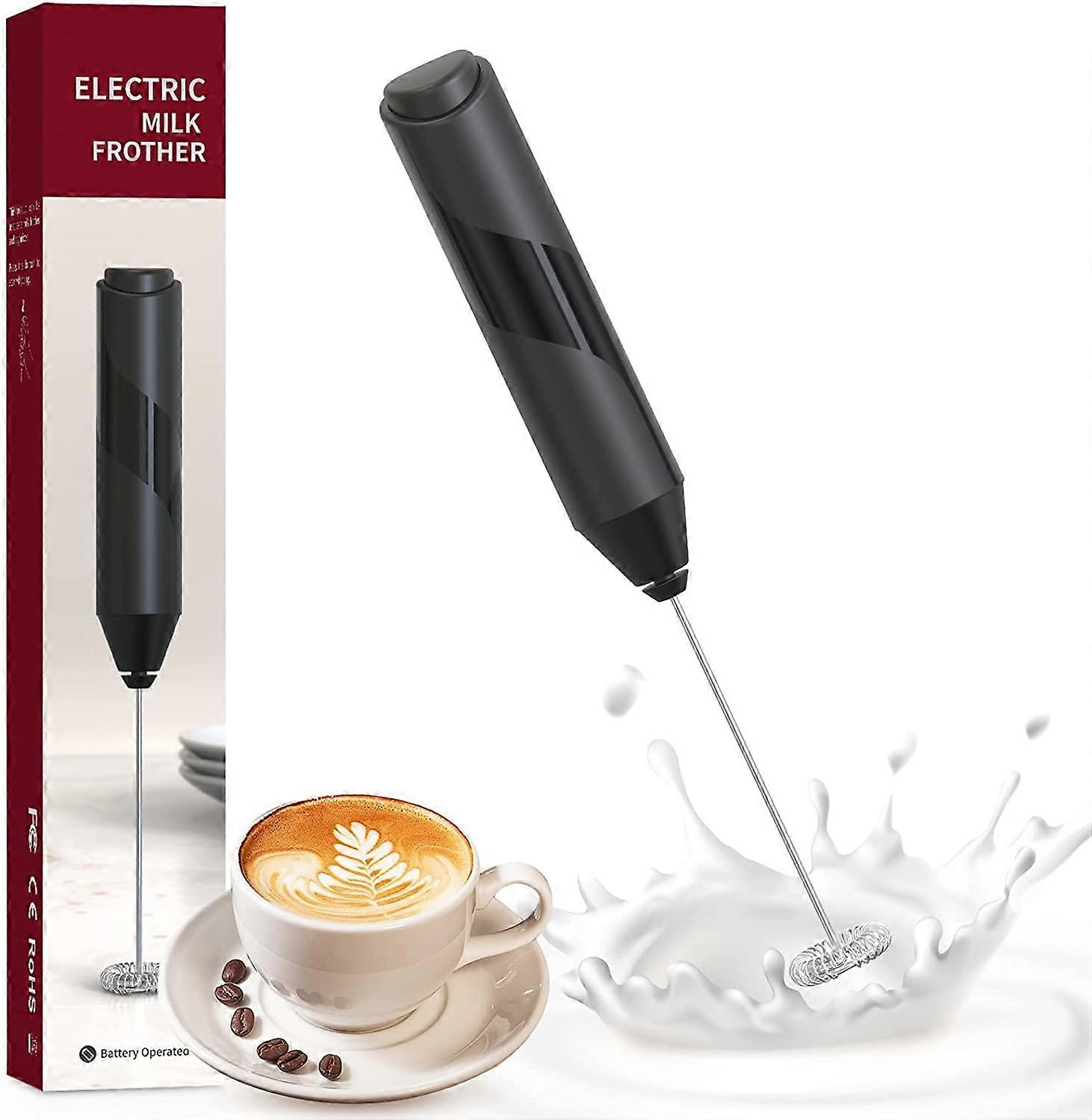 Handheld Electric Milk Frother Battery Operated for Coffee, Mini Size, Stainless Steel, Portable Design