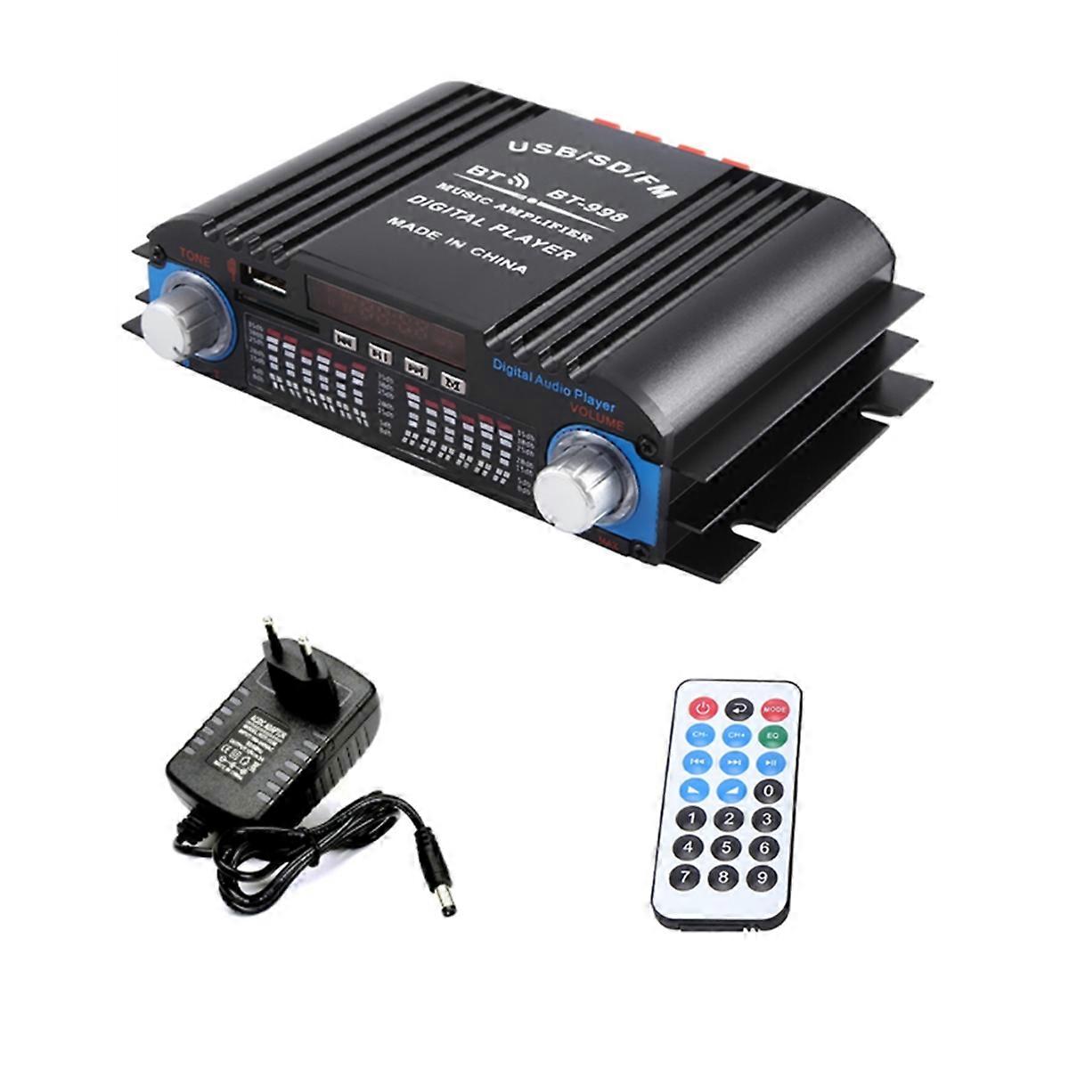 Bluetooth Amp HIFI 4-Channel Digital Audio Sound Amp FM Radio,EU Plug
