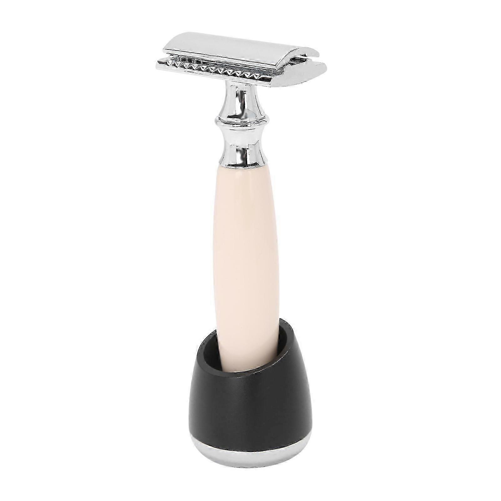 For Double Edge Razor Holder Stand Set - with Manual Shaver Handle and Shaving Supplies in Beige, Shaving Kit