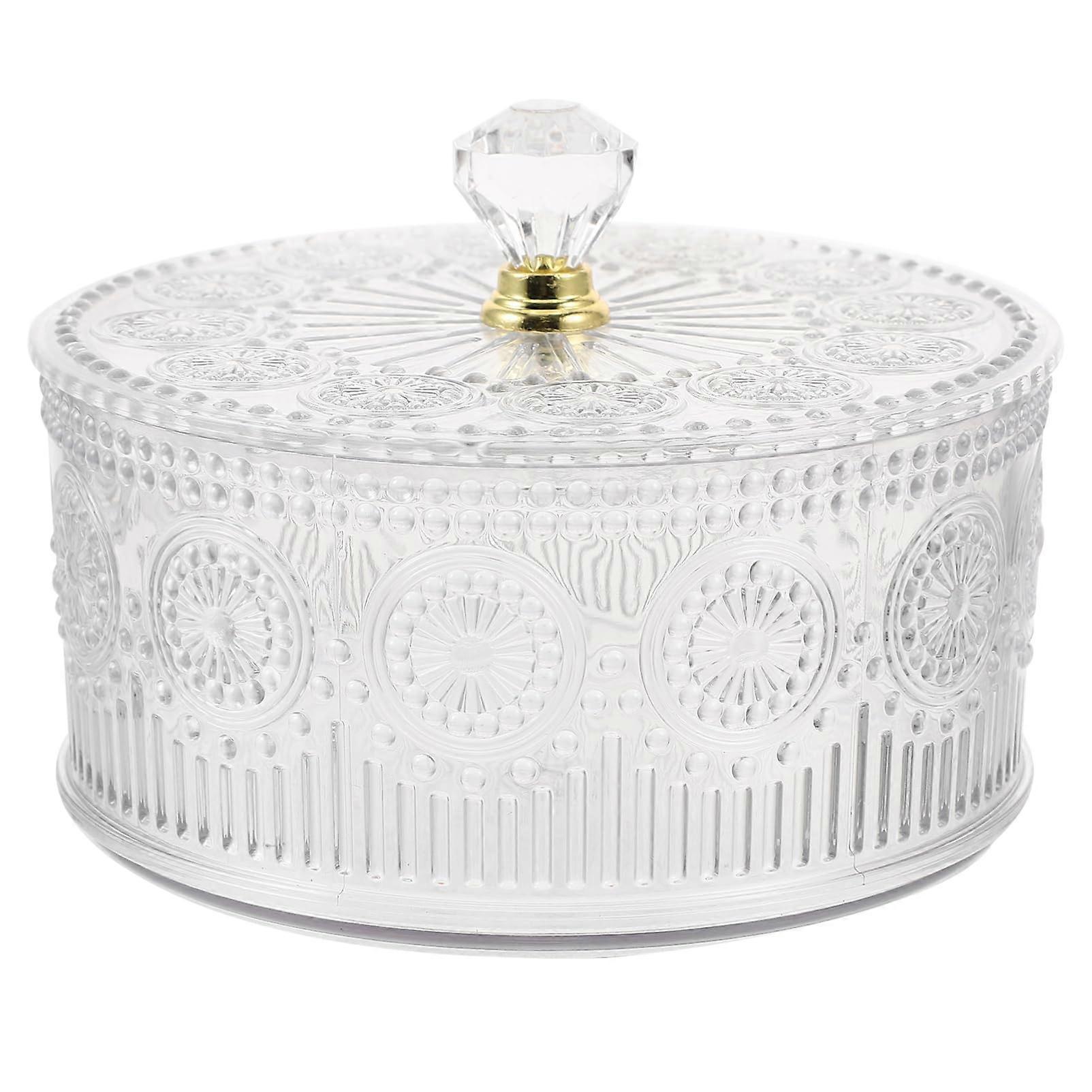 Pharmacy Jar with Lid, Embossed Plastic Sugar Cookie Bowl, Decorative Jewelry Organizer Box for Parties, 6-Inch Size