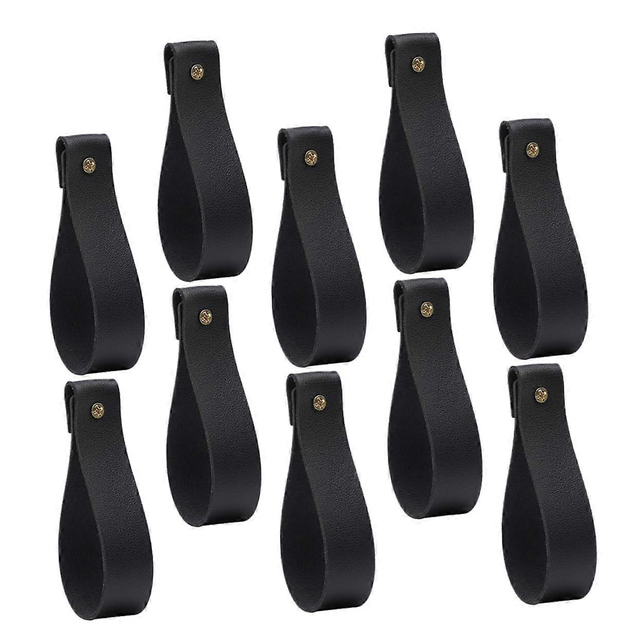 Sturdy Leather Strap Hangers 10 Pcs Heavy Duty Wall Mountable Decor Hooks for Art and Accessories, Durable Design