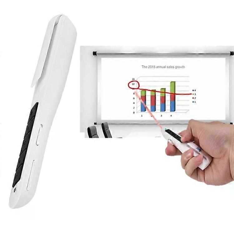 Wireless Air Mouse-2.4GHz Remote Control Presenter with Red Laser,10m Range,White