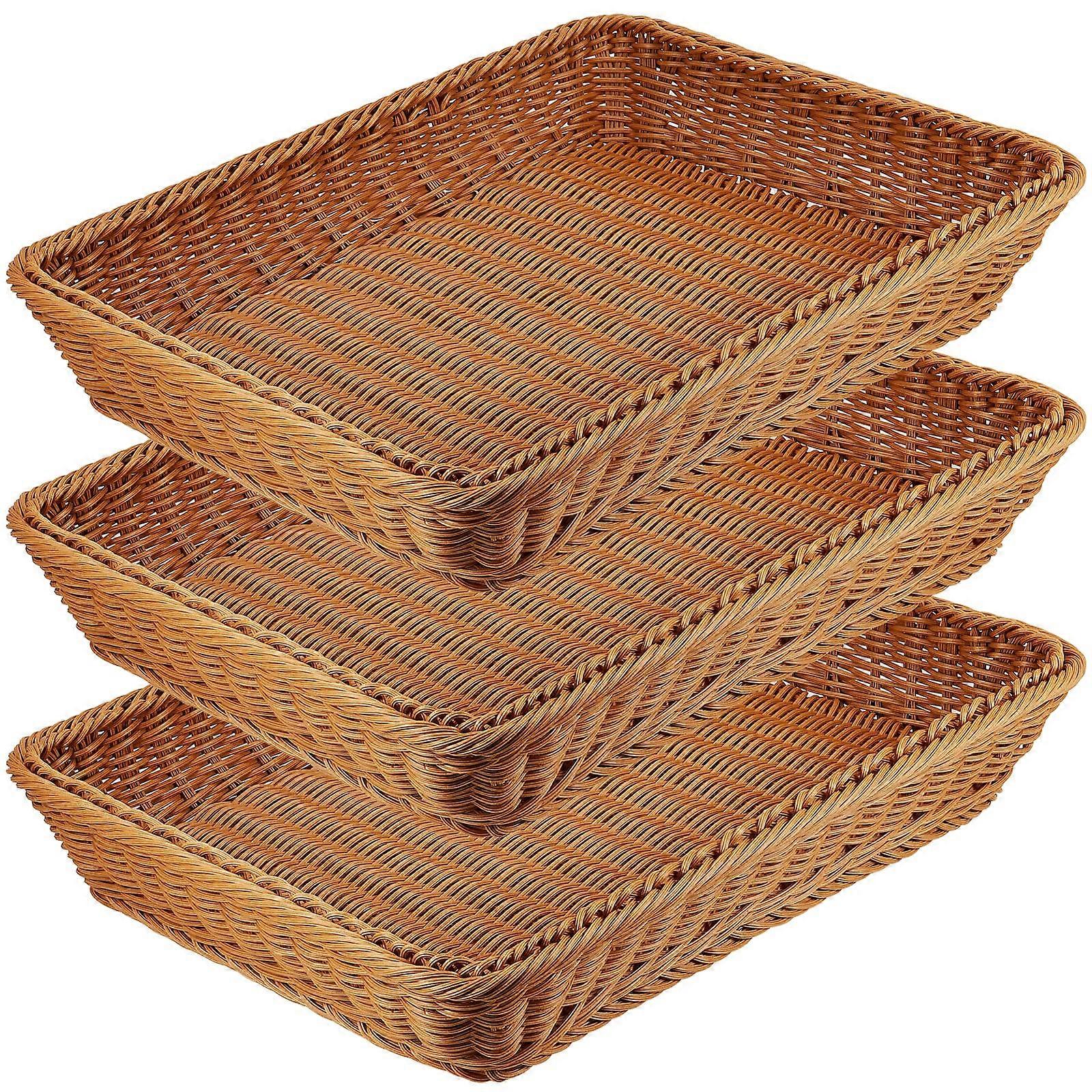 3 PCS Brown Bread Baskets for Home Use 16 Inch