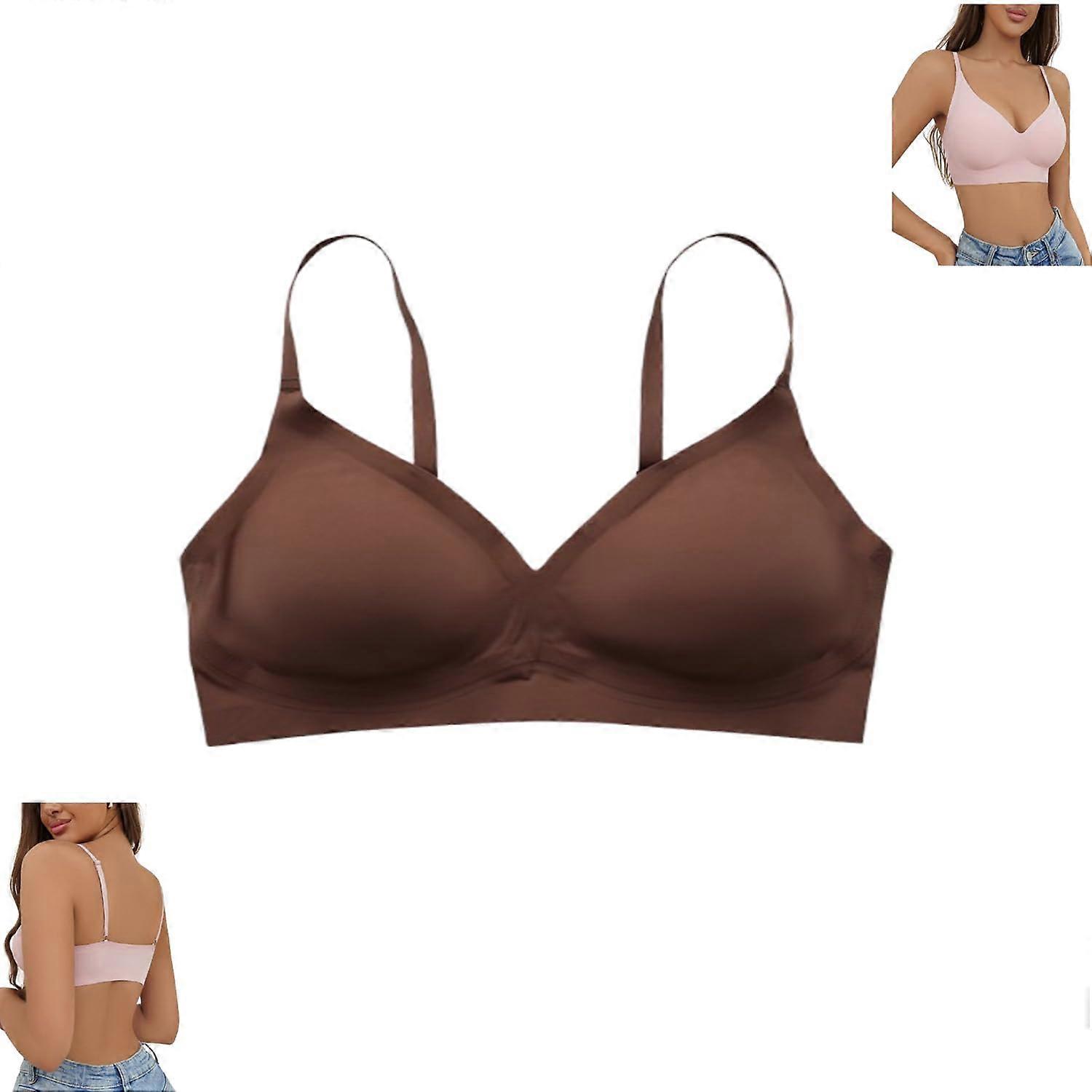 Womens Seamless Bra Full Coverage Wireless Push Up Bra for Women (Dark Coffee,X-Large)
