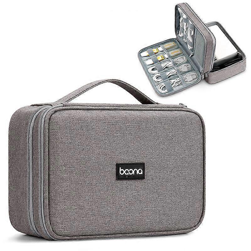 Baona Digital Storage Bag, Spec: 2-layer Box (Brown Gray) 2-layer Box (Brown Gray)