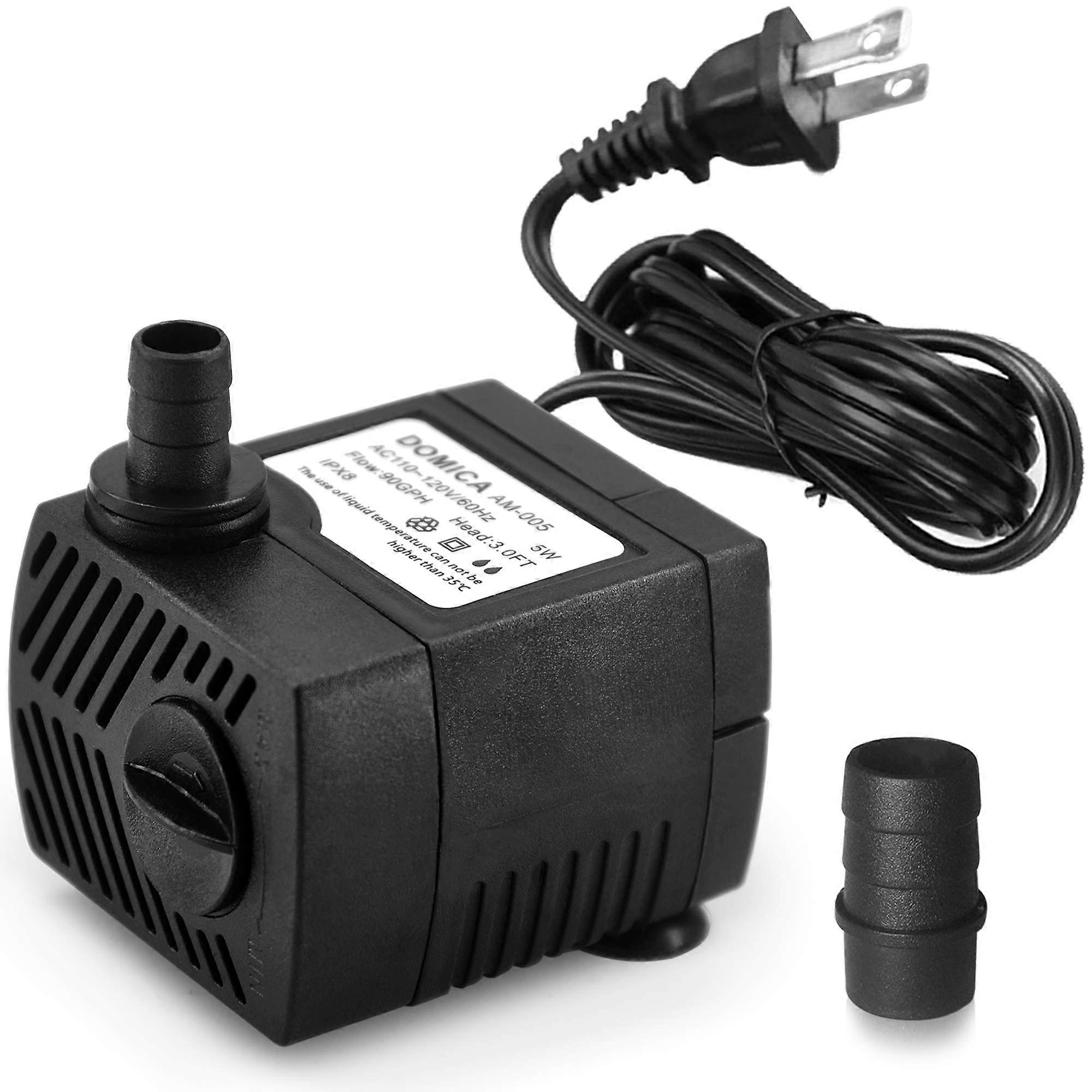 90 GPH Mini Submersible Pump for Aquariums, 5W 350L/H Small Fountain Pump, Water Feature Compatible