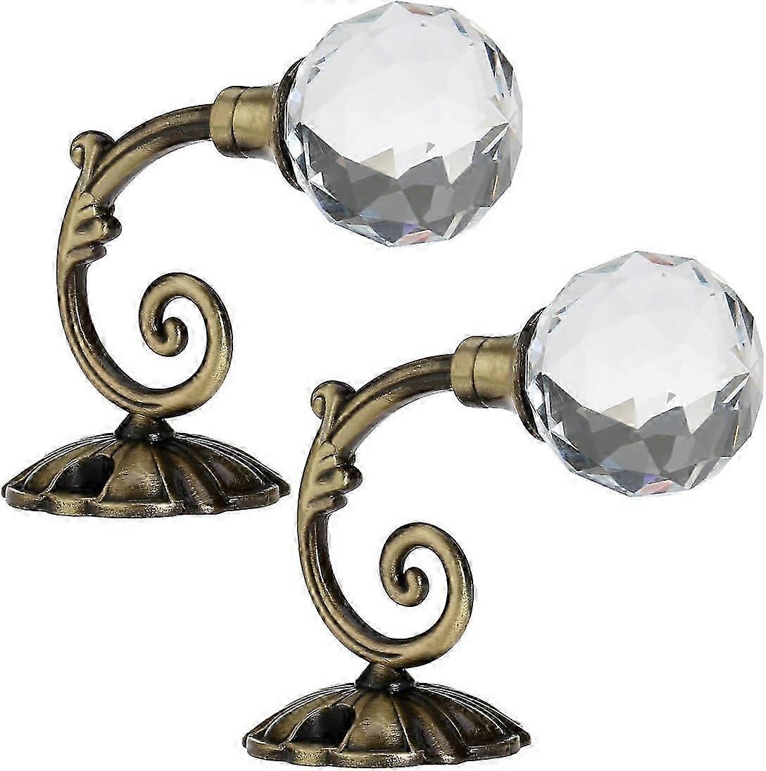 Curtain Hooks Curtain Hooks Crystal Ball Curtain Hooks Wall Mount Metal Curtain Hooks Bronze 2pcs ZTS