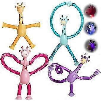 4pcs Telescopic Suction Cup Giraffe Toy, Shape-changing Giraffe Telescopic Tube Cartoon Puzzle Suction Cup Parent-child Interactive Decompression Toy
